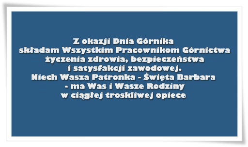 Niebieska kartka z życzeniami na dzień górnika